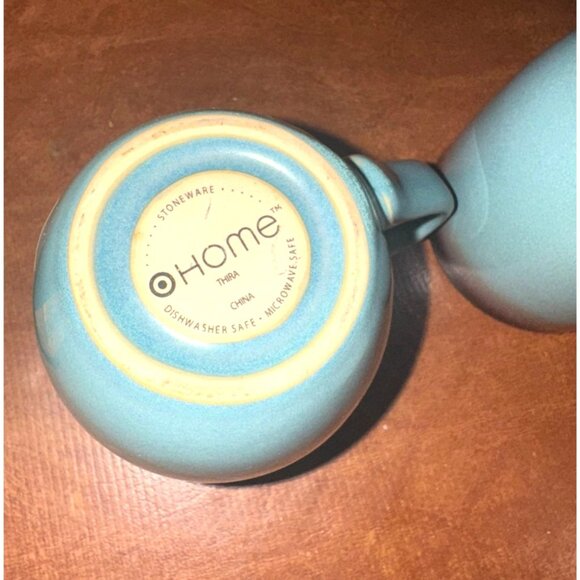 Set Of 2 Ohome Stoneware Gradient Blue & Brown 12 Oz Coffee Tea Mugs Dishwasher - Picture 4 of 6